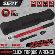 SEDY 3Pc 1/2" Drive Click Torque Wrench Ratchet Socket with Adaptor Extension