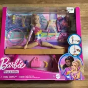 NIB Barbie Gymnastics Playset With Blonde Fashion Doll Balance Beam 10+ Pieces