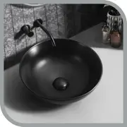 Simplus Bathroom Basin Vanity Sink Ceramic Above Counter Hand Wash Matte Black 400x400x150mm
