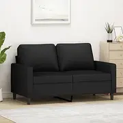 2-Seater Sofa Black Velvet Couches, Modern Small Couch for Living Room, Sturdy Metal Frame, 138 x 77 x 80 cm, Comfortable Modular Sofa