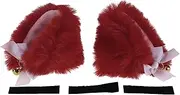X AUTOHAUX Motorcycle Helmet Accessories Decoration Furry Ears with Bells for Motorcycle Bicycle Skiing Helmets Red Pink Plush Sticker 1 Set