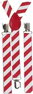 [Lezevn] Christmas Braces Candy Cane Men’s Braces Xmas Trouser Braces Christmas Braces Suspenders Costume Accessory, Red, One Size