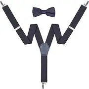 [Action Ward] Kids Suspenders Bowtie Set - Adjustable Suspender Set for Children Boys Girls