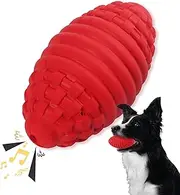 Squeaky Football Dog Toys for Aggressive Chewers: Non-Toxic Natural Rubber Puppy Chew Ball with Squeaker, Almost Indestructible and Durable Pet Toy for Medium and Large Breed