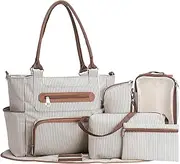 Nappy Bag - Diaper Bag Set - Tote Bag - Comes with Bottle Bag, Small Bag, Stroller Strap, Clothing Bag, Changing Pad, Coin Purse - Multifunctional Wide Open Style for Easy Access - Water Resistant