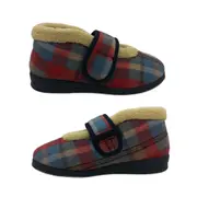 Panda Emee Ladies Slippers Boot Cosy Check Outer Soft Lining Single Strap