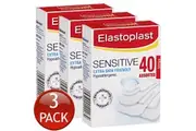 3 x ELASTOPLAST SENSITIVE EXTRA SKIN FRIENDLY ASSORTED STRIPS WOUNDS CUT 40 PACK