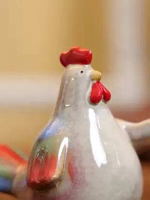 田園風陶瓷雞擺件 可愛動物裝飾品 祝福客廳桌面擺設 (8.3折)