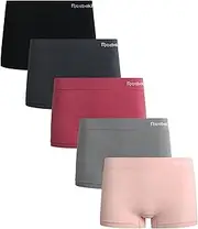 [Reebok] Women's Boy Shorts Underwear - 5 Pack Stretch Performance Boyshort Panties - Seamless Underwear for Women (S-XXL)