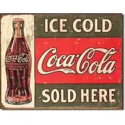 Coca Cola Coke Ice Cold Sold Here Advertising Vintage Retro Decor Metal Tin Sign