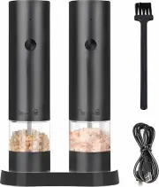 Electric Salt and Pepper Grinder Set with Wide Capacity, Stainless Steel