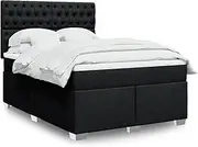 Generic Box Spring Bed with Mattress Black Double Fabric,3292985