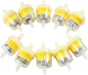 GAOHOU 10pcs Inline Gas/Petrol Fuel Filters 6mm/7mm 1/4" Pipe for Motorcycle Dirt Quad Bike Yellow