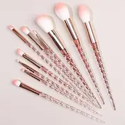 Makeup Brush Set 10 Pcs Premium Synthetic Foundation Powder Concealers Eye shadows Blush Makeup Brushes，Pink C