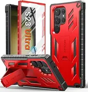 [FNTCASE] for Samsung Galaxy S23-Ultra Case: Military Grade Drop Proof Protection Mobile Cover with Kickstand | Matte Textured Rugged Shockproof TPU | Protective Sturdy Phone Case - Red