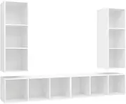 Wall-Mounted TV Cabinet Set of 4 | White Engineered Wood | Space-Saving Design | Modern Living Room Storage Solution | Sturdy & Stylish TV Unit for Small Spaces