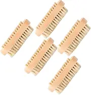 Beavorty Pack Lotus Wood Pig Mane Nail Brush for Cleaning Grout Straw Dust Hand Washing Brush