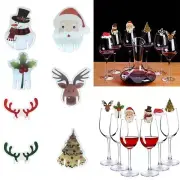 Set Of 10 Christmas Cup Card Decorations For Wine Glasses Santa Hat Design