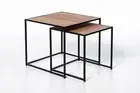 Solid Oak Wood Metal Frame Nesting Coffee Table Set of 2 FURNITURE new
