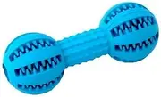 EZONEDEAL Dog Puzzle Teething Toys Ball Dumbbell, Treat Dispensing Dog Chew Toys Small Medium Breed Dog Aggressive Chewer Chew Enrichment Toys for Boredom Brain Stimulating Game to Keep Busy (Blue)