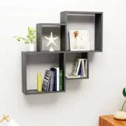 Wall Cube Shelf Grey 80x15x78.5 cm Modern Engineered Wood Storage Unit