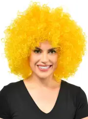 Jumbo Yellow Adults Curly Afro Costume Wig
