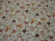 Woodland Tykes Flannelette Green Fitted Cot Sheet Handmade