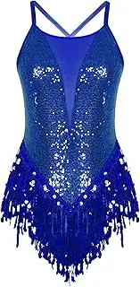 [inhzoy] Women's Sequins Fringe Dance Dress Sparkly Flapper Tassel Dresses Ballroom Salsa Samba Tango Latin Dance Costume