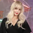 Platinum Blonde Wigs for Women Long wave Wigs with Bangs Heat Resistant Fiber...