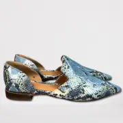 Franco Sarto Toby Medium Pointed Toe Loafers Animal Print Blue Airy | 6M