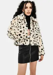 [Re Named] Snow Leopard Faux Fur Bomber