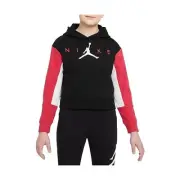 NEW Jordan Jumpman by Nike Boxy Hoodie Pullover Cropped Cut Black Red Girls L