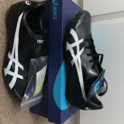 Size 8.5 - ASICS Hyper Sprint 7 Black White BRAND NEW NEVER WORN SPIKES & BOX