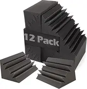 Acoustic Foam Bass Traps -12 Pack Wall Corner Studio Foam Blocks 12" X 7" X 7" Low-Frequency Sound Absorption Material for Home Studio and Theater etc. (12 Pack, Bass traps)