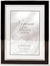 Lawrence Frames Silver Plated 5 by 7 Metal with Black Enamel Picture Frame
