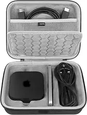 [Geekria] Hard Shell Travel Case, Compatible with Apple TV 4K (2024, 2022, 2021, 4th Gen) & Siri Remote, Dustproof, Waterproof, Shockproof, Organizes Accessories, Dark Grey