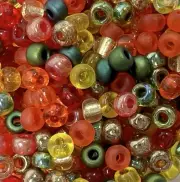 SIZE 6/0 ~ AUTUMN MIX ~ GLASS SEED BEADS LOT ~ 28 Grams