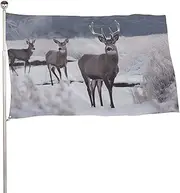 Deer on Frozen Wilderness Flag 47x70 in Double Sided Printed Garden Flag Decorative Banner No Fade Yard Flag with Brass Grommets Hanging Photo Backdrop for Indoor Outdoor Party Home Decor