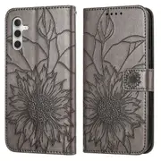 Galaxy A34 5G Wallet Case 3 Credit Card Slot ID Card Holder, PU Leather Flip Case - Gray