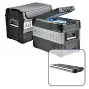 myCOOLMAN Transporter 30 Litre Portable Fridge Freezer with cover + 15Ah Power Pack Bundle