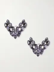 [Valentino Garavani] Valentino Garavani - Silver-tone, Blackened Metal And Crystal Clip Earrings - One size One size Black