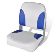 Foldable Boat Seat with Backrest and Blue White Pillow Comfortable 41x36x48 cm