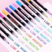 Self-outline Metallic Markers, 12 Colors Double Line Outline Marker Set