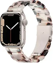 [Vamyzji] Compatible with Apple Watch Band 42mm(Series 10) 41mm 40mm 38mm, Adjustable iWatch Strap with Stainless Steel Buckle for Apple Watch Series 10 9 8 7 6 SE 5 4 3 2 1(Tortoise Flower Starlight)