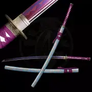 Purple Katana 1095 Carbon Steel Blade Japanese Samurai Sword Razor Sharp