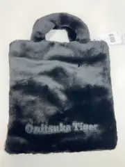 Onitsuka Tiger tote bag shoulder strap hand carry faux fur black medium