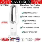 Spector Bladeless Fan Electric Cooler 2 In 1 Air Cool Remote Control Sleep Timer