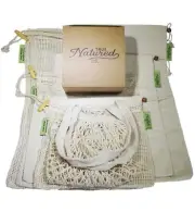7 Pack True Natured Reusable Cotton Produce Bags for Grocery Shopping (3 Sizes)