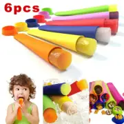 6Pcs Ice Cream Block Molds Safe Pole Jelly Popsicle Maker Silicone Pop Mould Icy