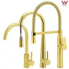 KYLINS WELS Brushed Gold Round Pull Out Kitchen Laundry Sink Tap Mixer Spout